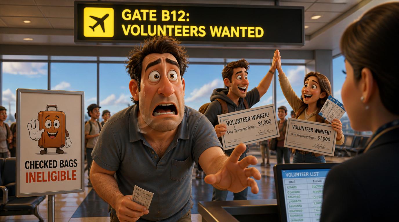 An airline offered passengers $1,250 in travel credit plus a $1,000 prepaid Visa card to voluntarily give up their seats on an overbooked flight