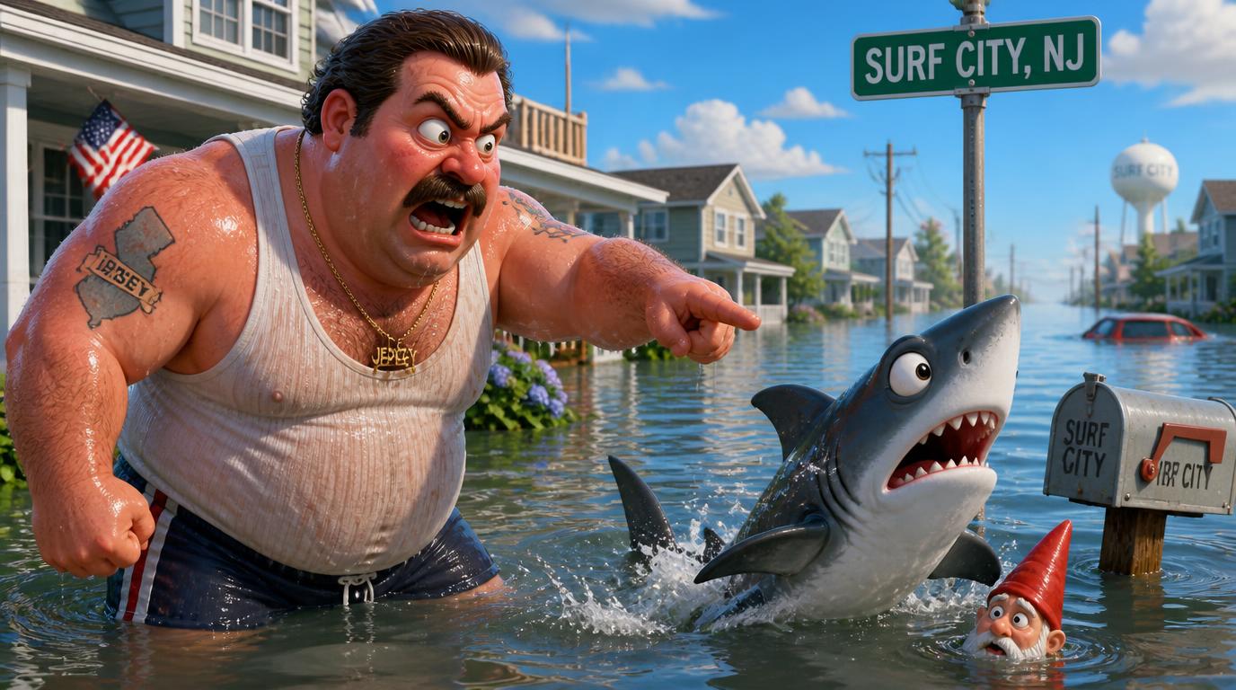After a powerful nor'easter slammed the coast, someone filmed a small shark swimming right down the flooded streets of Surf City, New Jersey